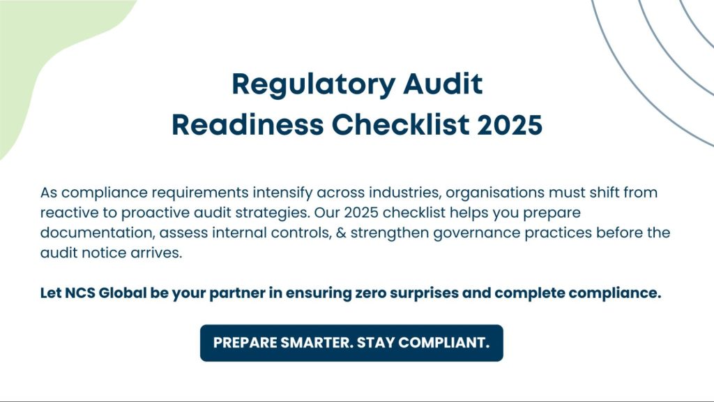 Text describing the 2025 regulatory audit readiness checklist with a “Prepare Smarter. Stay Compliant.